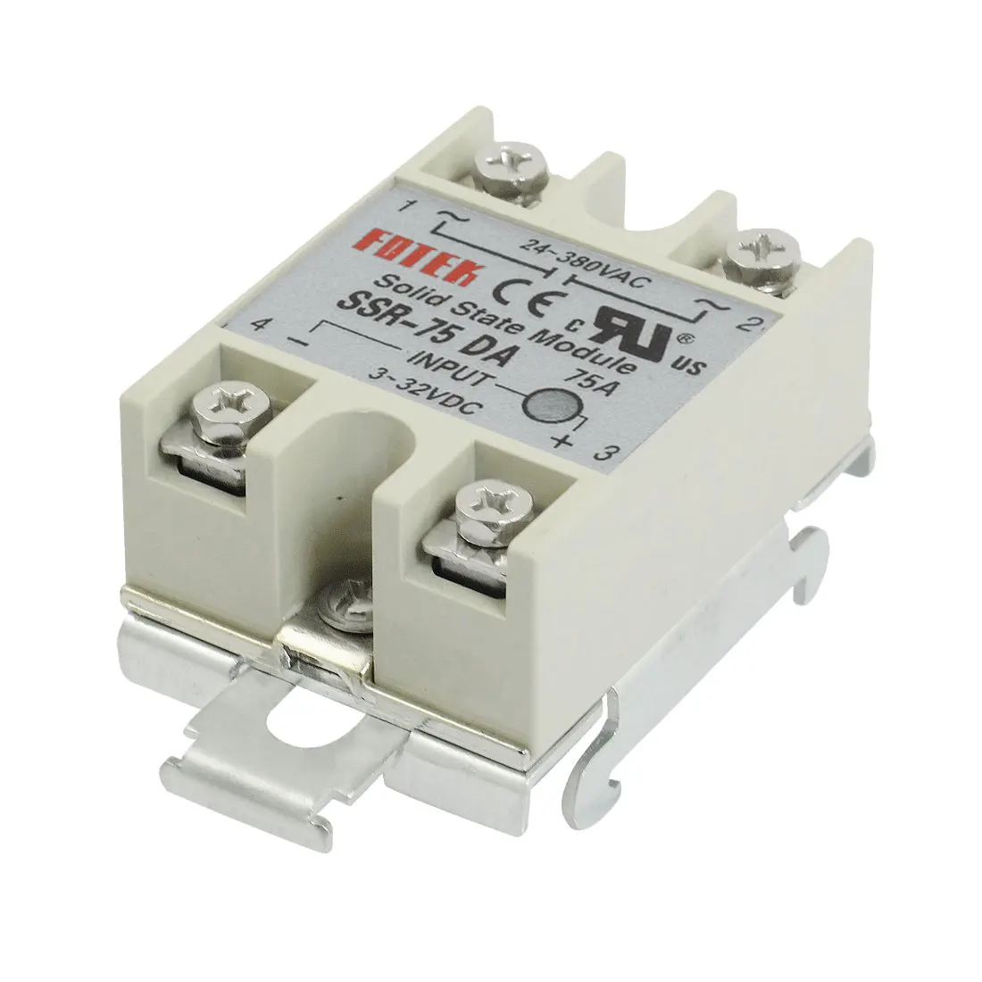 

3-32V Input Temperature Control Solid State Relay W Din Rail 75A Ssr-75Da