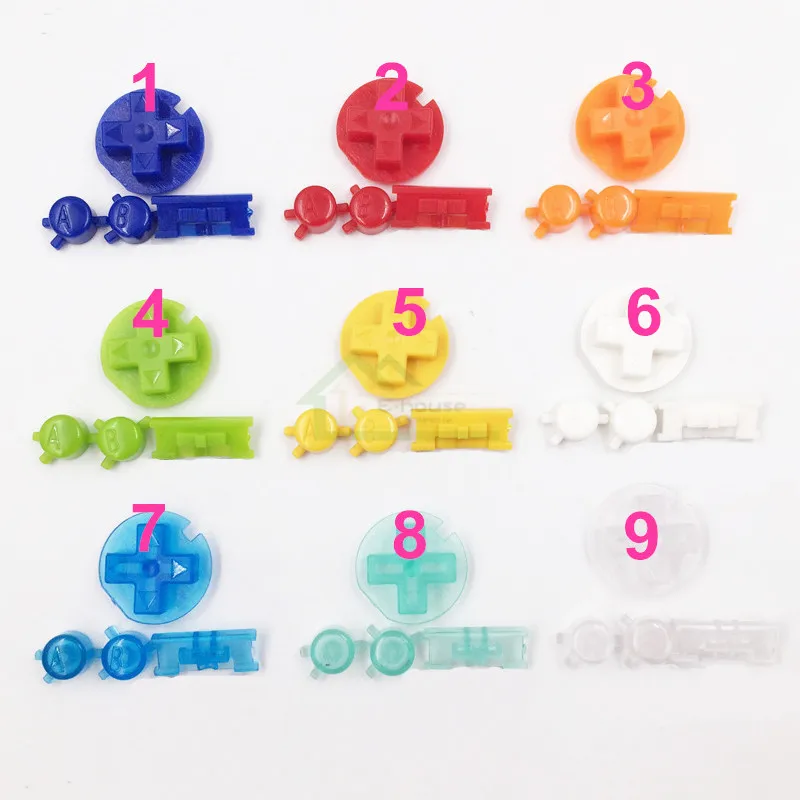 

1 set x Colorful buttons set replacement for Gameboy Color for GBC Game Console ON OFF Button AB Buttons D Pads replacement