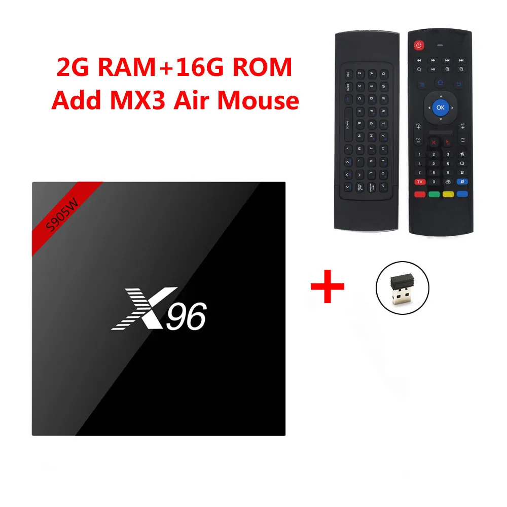 X96 Android 7,1 ТВ приставка Amlogic S905W 2 ГБ DDR3 16 Гб EMMC четырехъядерный 2,4 ГГц wifi HDMI 2,0 4K* 2K HD Смарт-приставка X96W ТВ приставка - Цвет: 2GB 16GB add MX3