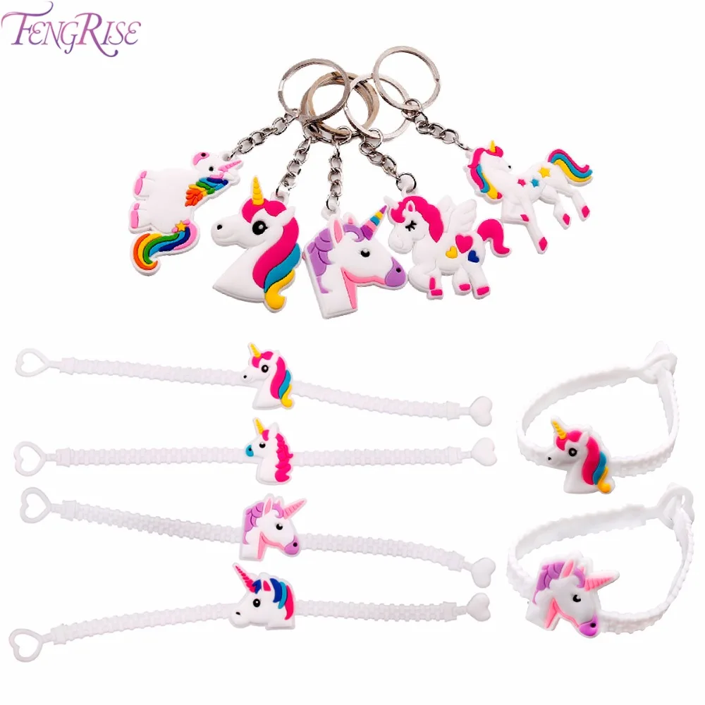 

FENGRISE Unicorn Wristband Cute Key Chain Kids Birthday Party Favors Unicorn Rubber Bracelet Unicorn Party Supplies