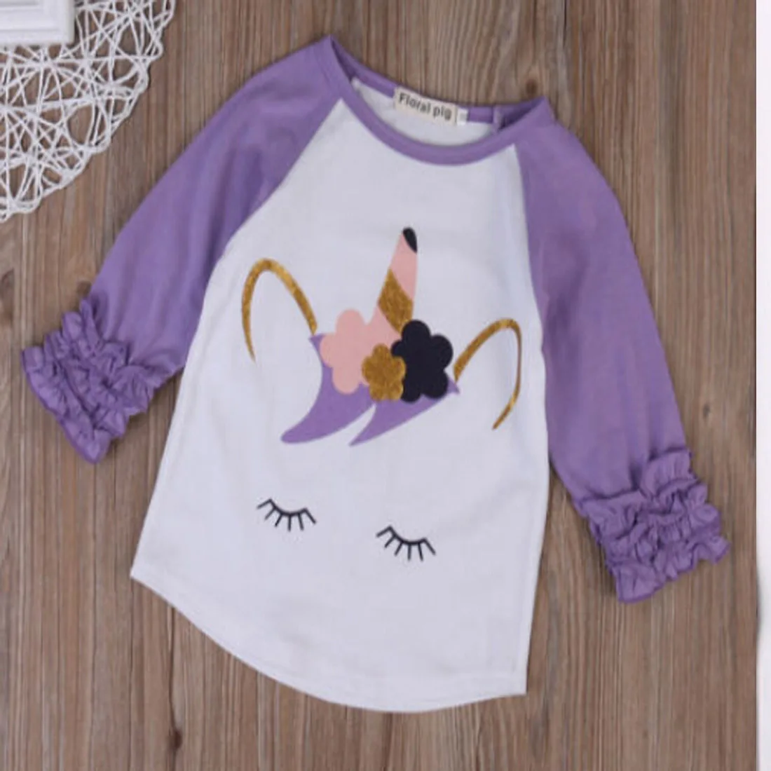 Toddler Kids Baby Girl Summer Purple Long Sleeve Party Top T Shirt Baby