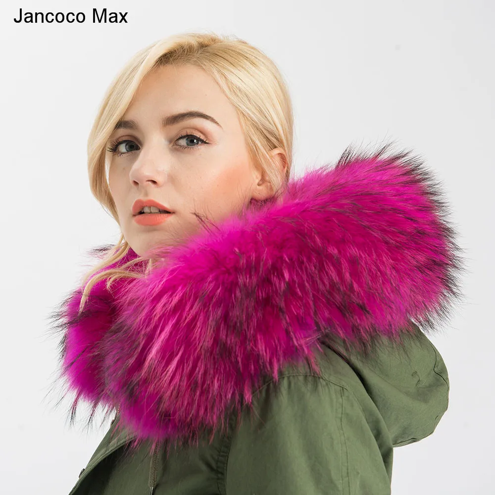 Jancoco Max новая Съемная шуба из натурального меха женская парка с большим воротником из натурального енота зимняя верхняя теплая меховая куртка с капюшоном S1522