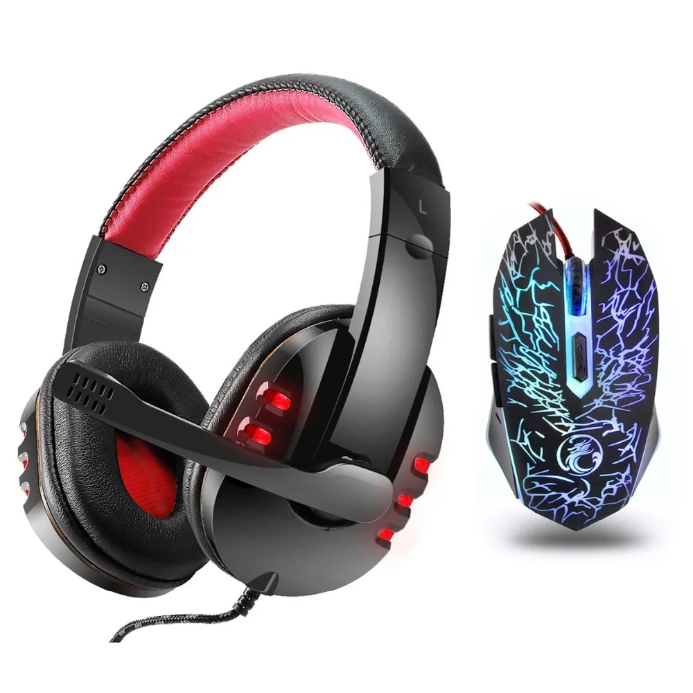 

Soyto Stereo Bass Computer Gaming Headset Headphone Earphone With Microphone For Computer PC PS4 Xbox One Laptop Gamer With Led
