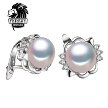 FENASY flores pendiente de La Perla, perla con Plata de Ley 925, pendientes del perno prisionero, Joyería de moda pendientes de perlas para Las Mujeres