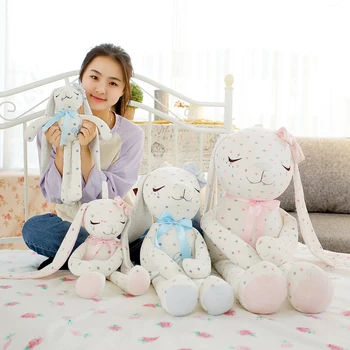 

1 PIECE Cute printed rabbit plush toy long-eared rabbit doll baby doll skin to soothe baby baby toy gifts