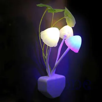 

US Plug Creative Romantic Colorful Mushroom Light Sense Control Led Night Wall Lamp decoration 2018 New