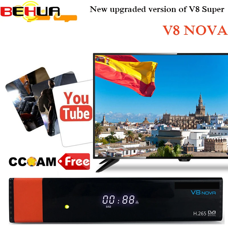 Спутниковый ресивер GTMedia V8 Nova спутниковый с поддержкой Wi Fi H.265 7 клиньев 1 год для
