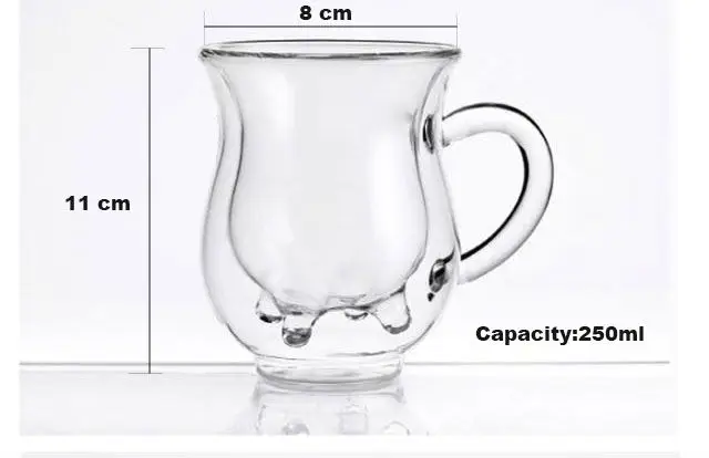 2 шт. 250 мл стеклянная кружка молока, двойными стенками теплоизоляцией Боросиликатного Чашки Кофе, новинка и творческий стиль кружка