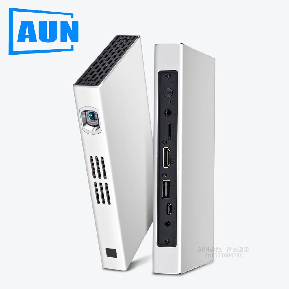 AUN DLP Projector D6S, Portable Beamer Built-in 1080*720, Android 5.1, Bluetooth, 8000mAH Battery. HDMI, USB, SD. (Optional D6I)