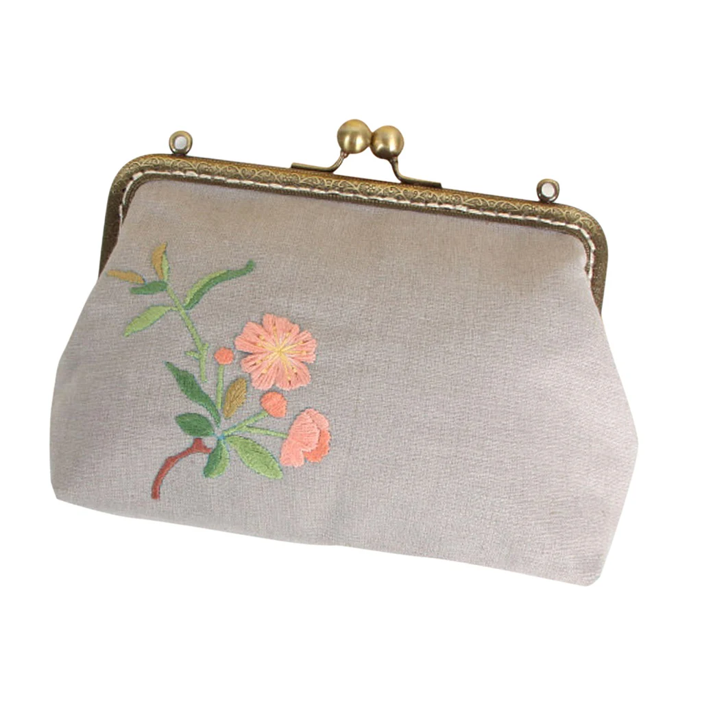 Easy Embroidery DIY Women Bags Purse Wallet Handbag Sewing Project Kits with Metal Purse Frame