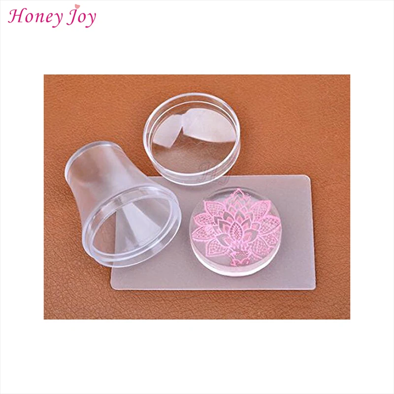 

Nail Stamp 4cm Big Pure Clear Jelly Nail Art Stamper Scraper with Cap Manicure Polish Silicone Nail Stamping Template PrintTools