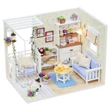 Мода DIY Кукольный дом деревянная мебель DIY Миниатюрный пылезащитный чехол 3D миниатюрный кукольный домик для детей ручной работы подарок на день рождения