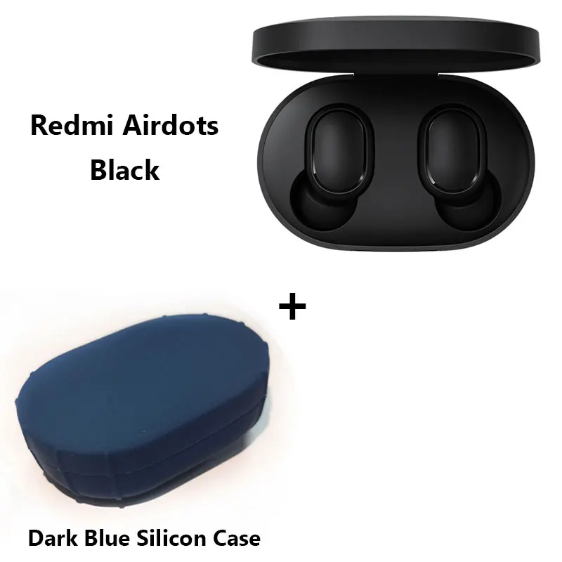 Xiaomi Redmi Airdots TWS Bluetooth наушники, стерео бас беспроводная гарнитура шумоподавления с микрофоном Handsfree наушники AI управление - Цвет: add darkblue case