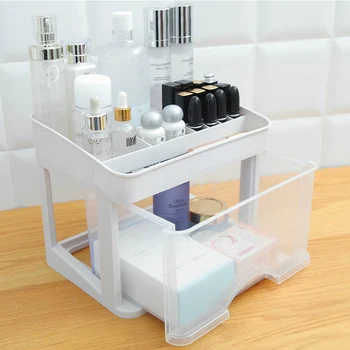 

Creative Cosmetics Storage Box Home Bathroom Desktop Dressing Table Dustproof Transparent Rack Drawer Jewelry Double Storage Box