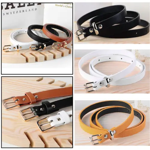 

Hirigin Fashion Women Girl Skinny Waist Belt Thin Leather Narrow Waistband