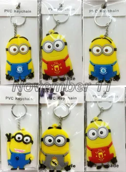 

20Pcs mixed cute cartoon Yellow people Key Chains Pendant PVC Key Chains For Best Small gifts S492