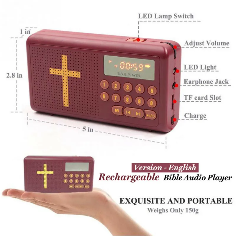 

Rechargeable Audio Player Electronic Bible Talking Built In TF Card Bible MP3 Audion Player For Christians