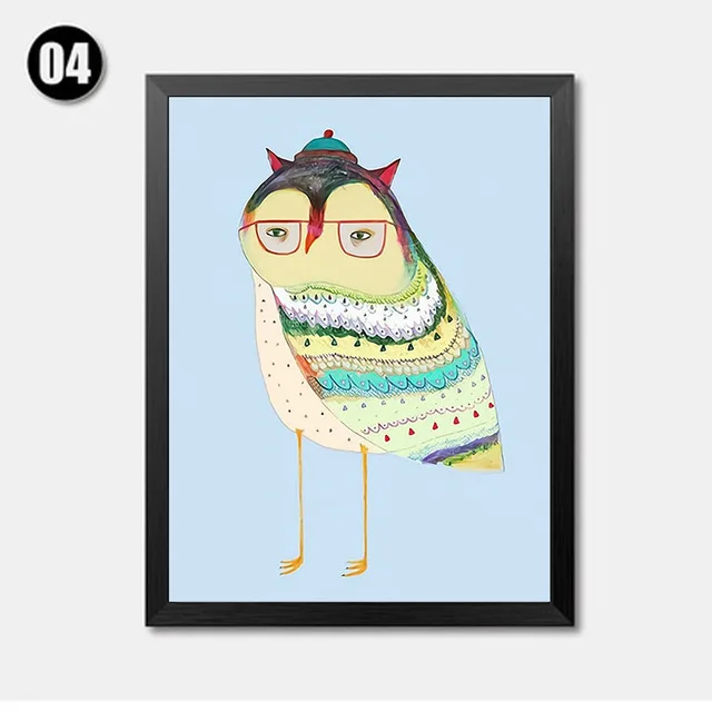Modern-Watercolor-Cartoon-Cute-Colorful-owl-Art-Canvas-Painting-Posters-and-Prints-Picture-Kids-Room-Home.jpg_640x640 (3)