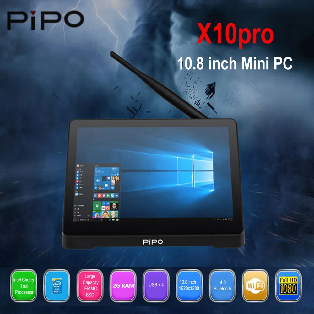 Pipo X10 pro мини-ПК Widws 10 мини-ПК Intel Z8350 четырехъядерный 2G 32G 10,8 дюймовый планшет ips PC 1000Mbps BT4.0 умный медиаплеер