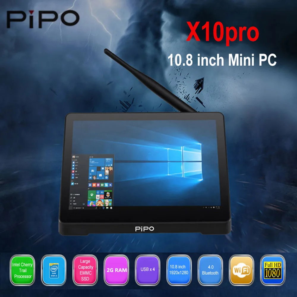 Pipo X10 pro Mini PC Widws 10 Mini PC Intel Z8350 четырехъядерный 2G 32G 10,8 дюймовый планшет ips PC 1000 Мбит/с BT4.0 умный медиаплеер