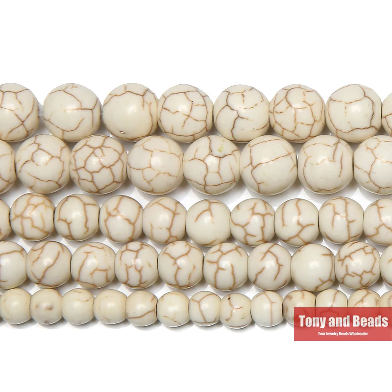 

Free Shipping Natural White Turquoises Round Loose Beads 15" Strand 4 6 8 10 12 MM Pick Size For Jewelry Making