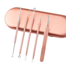Пять комплектов из нержавеющей стали инструмент для выдавливания акне, косметическая игла для удаления акне клип