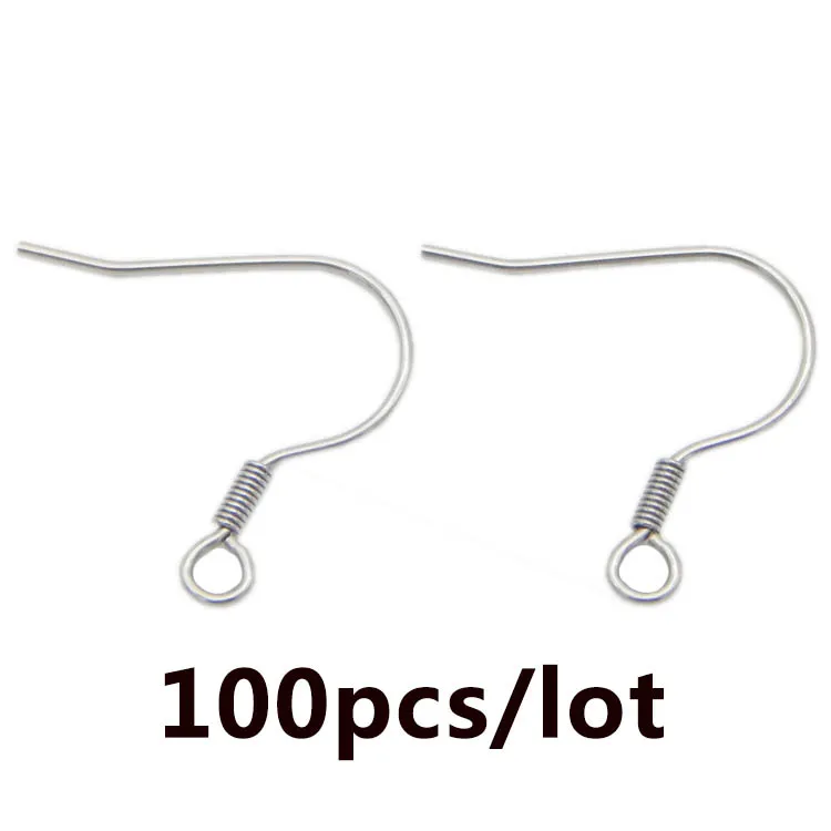 

100pcs 18x18mm Silver Tone Stainless Steel Earring Hooks Clasp Earrings Wires DIY Jewelry Findings & Components with Nickel Free