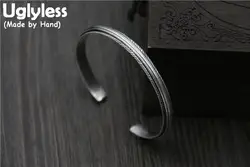 Uglyless реального S925 серебро унисекс Fine Jewelry ручной гравировкой листьев браслеты Vintage Тайский Серебряный открытие браслет Bijoux