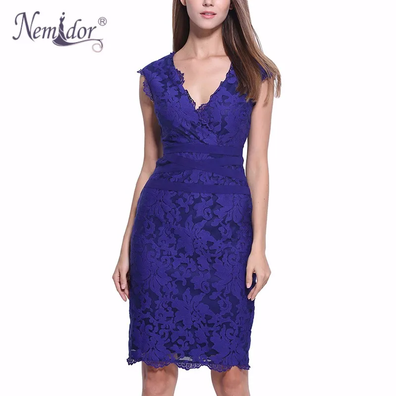 Manydress Women's Elegant Sleeveless Scalloped Party Floral Lace Cocktail Dress (1)