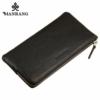 

ManBang High Quality Men Wallets Long Genuine Leather Handbags Fashion Youth Simple Zippers Mobile Wallets Free Shipping