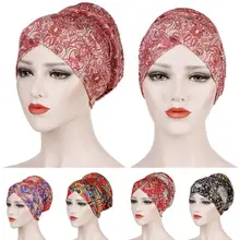Женский мусульманский головной убор, шапка от выпадения волос, исламский шарф с принтом, тюрбан, головной убор, шапка после химиотерапии, головной убор