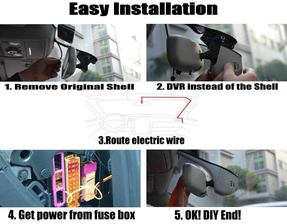 Car BlackBox WiFi DVR Dash Camera Driving Video Recorder For Audi A3 A4 A5 A6 A7 Q5 2013 2014 2015 2016 2017 Installation