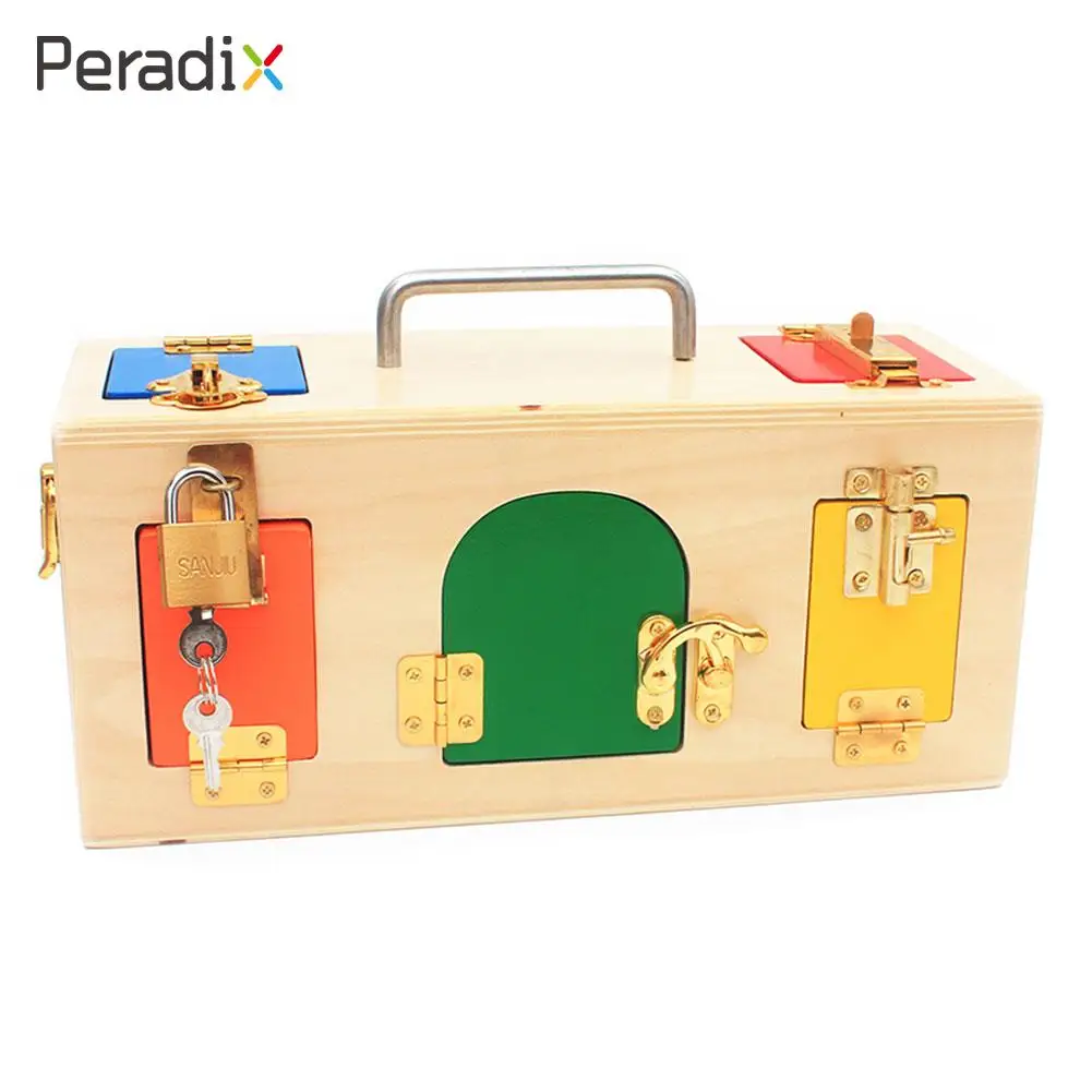 

Montessori Lock Montessori Materials Lock Lock Box Toy Entertainment Fun Education High-Performance Box Wooden Kid Colorful
