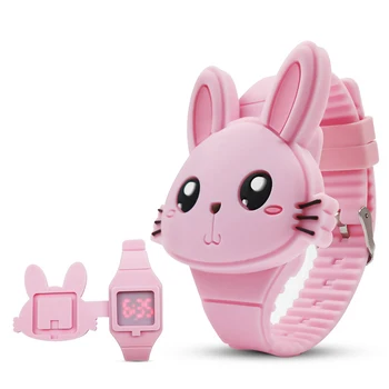 

Flip Cover Cartoon Digital Kids Watches Electronic Children Watch Rubber for Boy Girls Student Child Clock Reloj Infantil Saati