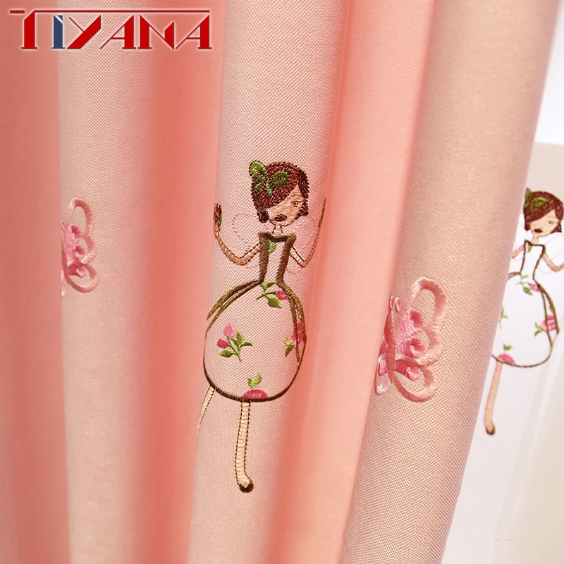 

Pink Princess Cartoon Curtains For Living Room Children Embroidery Butterfly Blackout Curtains For Baby Girls Bedroom AG257&2