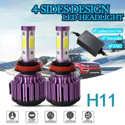 Дик 1 пара автомобилей светодио дный X6 h11 светодио дный фиолетовый светодио дный фар автомобиля лампы с COB чипы 6500 К 100 Вт 10000LM света фар canbus