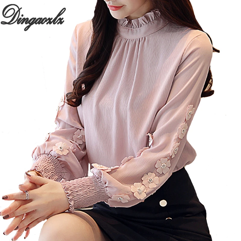 lantern sleeve chiffon blouse