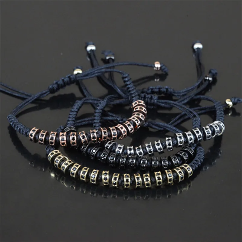 

1pcs 4 color Brand Anil Arjandas Men Macrame Bracelets Micro Pave CZ Stoppers Beads Briading Charm Weaving Bracelet for women