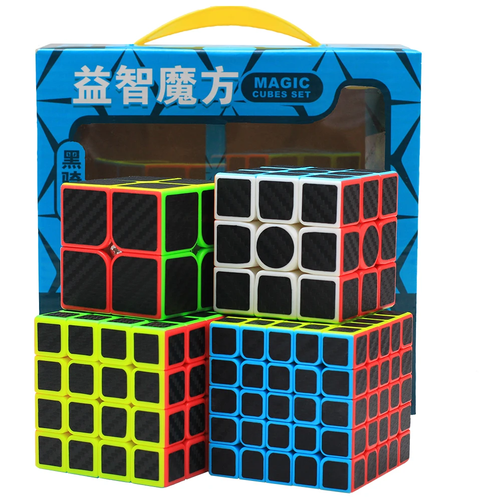 Z cube Комплект 2x2/oneplus 3/OnePlus x 3 4x4 5x5 Скорость cube В набор входят 4 составляющих элемента шт./кор. Stickerless с углеродным волокном наклейки волшебный куб пазл игрушки игра подарочная коробка