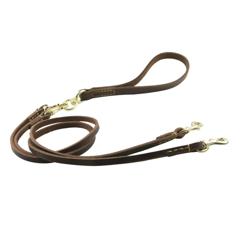 

New Dog Leash Genuine Leather Durable Dog Rope Double Head Leashes Detachable for Small Medium Dog Training Leash Supplies