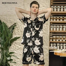 BERTHATINA Летний 2 шт. модные пижамы наборы мужской пижамы шорты и топы район ночное Винтаж Дракон пижамы