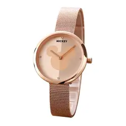 Женские наручные часы disney бренд Микки Маус женские часы из нержавеющей стали женские кварцевые часы водостойкие розовое золото