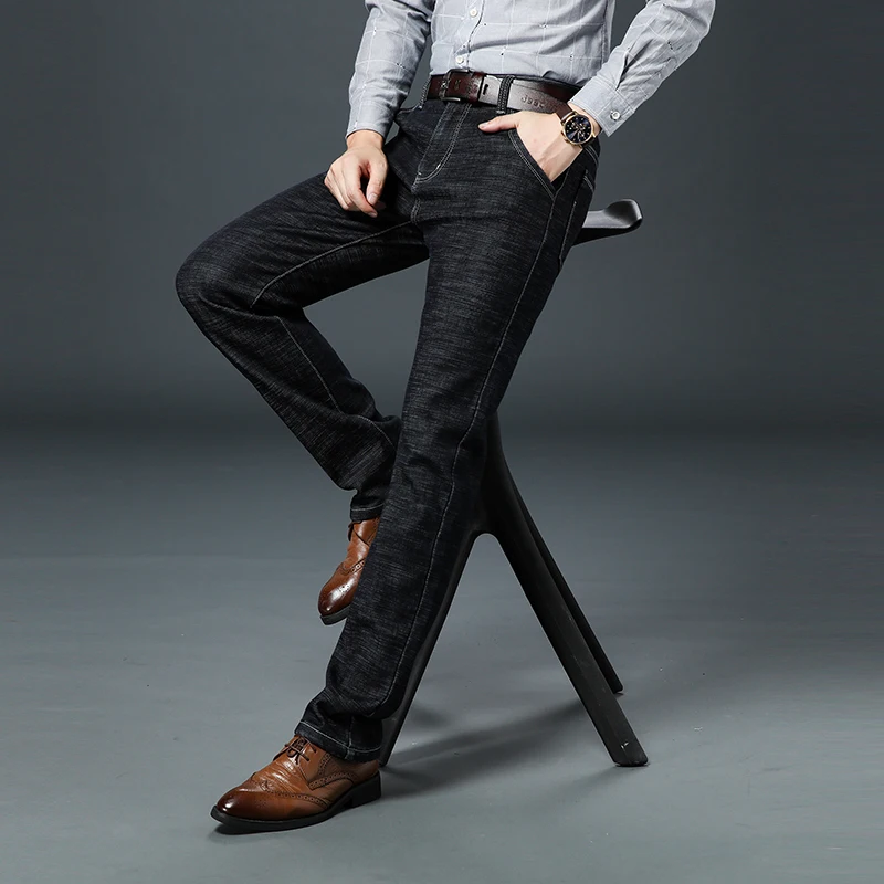 Бренд SULEE, прямые джинсовые брюки, эластичные мужские джинсы, Смарт бизнес стрейч ткань, мужские большие размеры 44 46