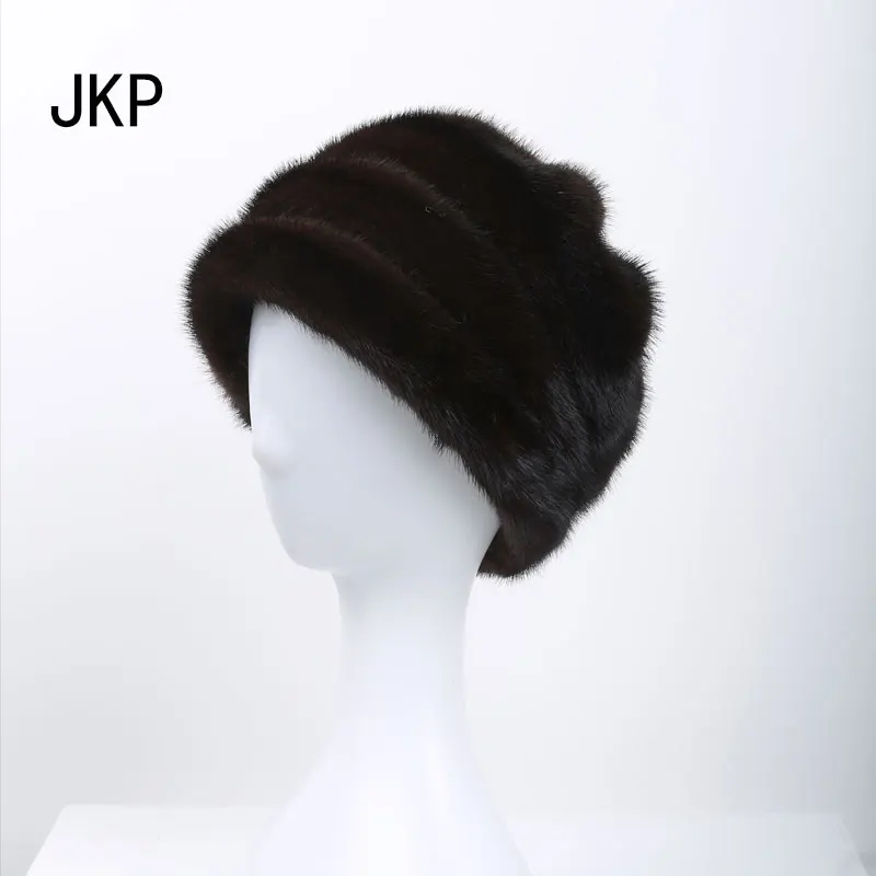JKP 2018 русская зимняя меховая шапка из натуральной норки для женщин с головным