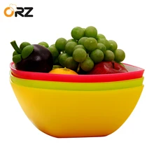 ORZ Set of 3 PP Pasta Salad Bowl Colorful Fruits Vegetables Plastic Mixing Bowl Snack Candy Dish Kitchen Tableware Food Pot