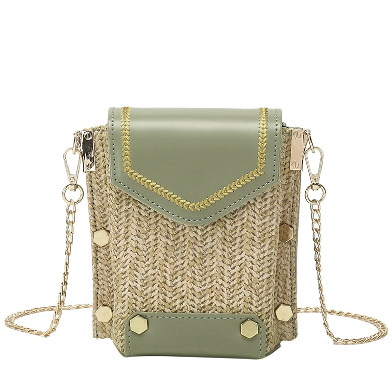 

PU+Straw Bag for Women 2019 Summer Phone Beach Straw Bag Handbag Purse Bohemia Women's Handbags Crossbody Bags sac main femme