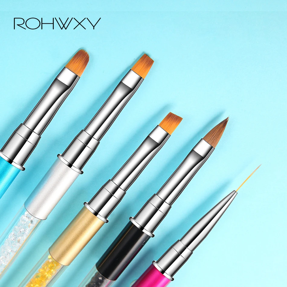 

ROHWXY Nail Art Brush Rhinestone Acrylic Pen Carving Nails Tips Painting Poly Gel Tool Liner French Manicure Accessories Design