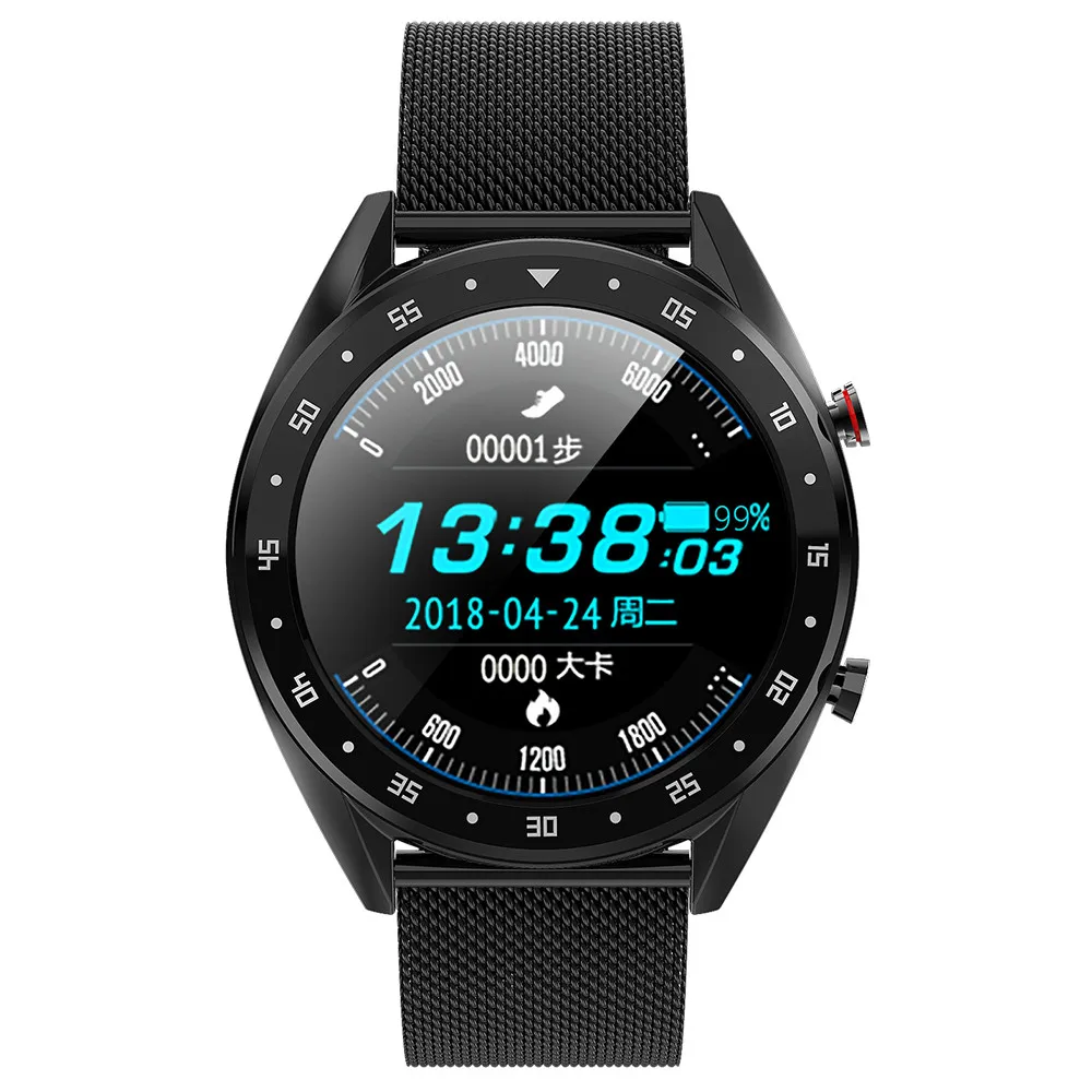 L7 Bluetooth Смарт-часы для мужчин ЭКГ+ PPG HRV монитор сердечного ритма кровяного давления IP68 водонепроницаемый смарт-Браслет спортивный Android - Цвет: Black steel strap