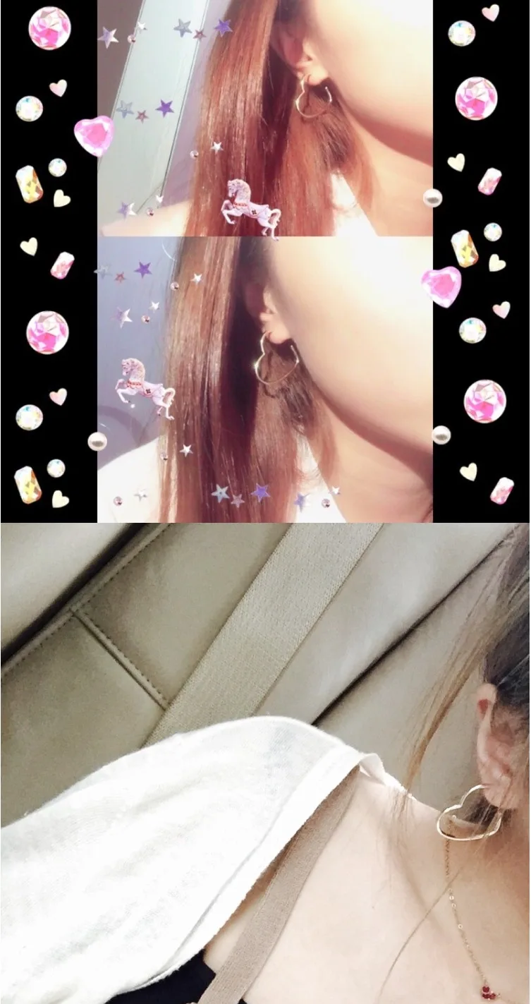 Японские модные милые серьги-кольца в форме сердца для девушек, Модные металлические красивые серьги вечерние для девушек