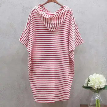 

YAN QING HUAN new Summer Fashion Boutique Loose Lady Long Women's tees Striped Harajuku Bat Sleeves Hooded Thin T-shirt tops